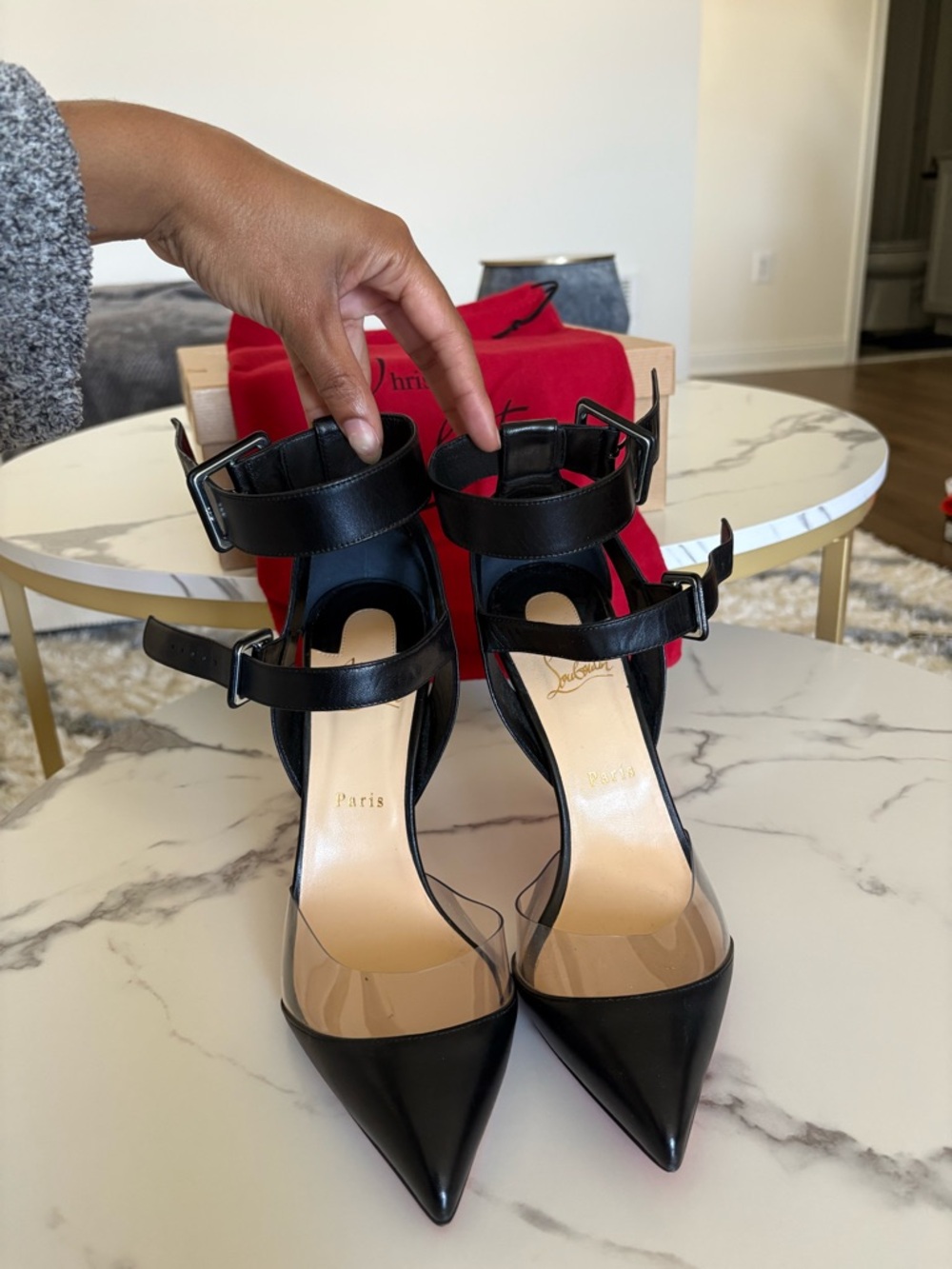 Christian Louboutin Black Leather Slingback Pumps with Red Sole With Box - Picture 4 of 11